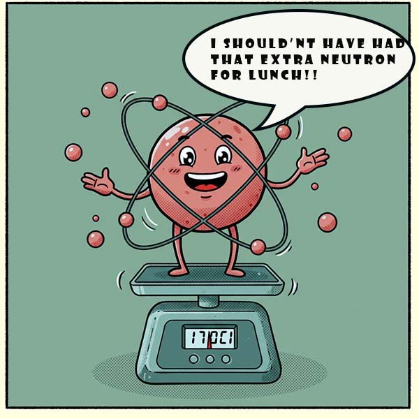 Cartoon style image to show that isotopes have extra neutrons present.